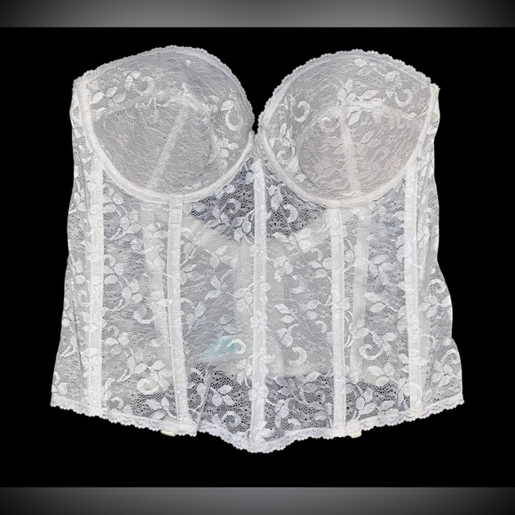 Vintage Carnival Union-Made White Lace Bustier Corset Top Women’s 38C Lingerie - Picture 11 of 13